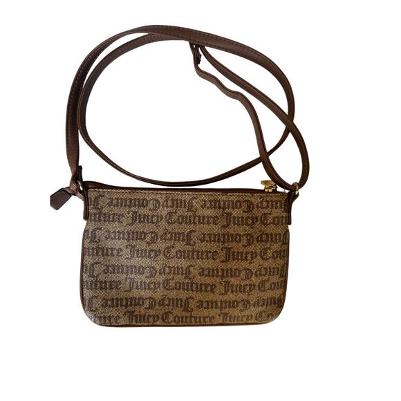 Juicy Couture Brown Monogram Logo Shoulder Crossbody Bag with Bow Accent - Picture 2 of 7